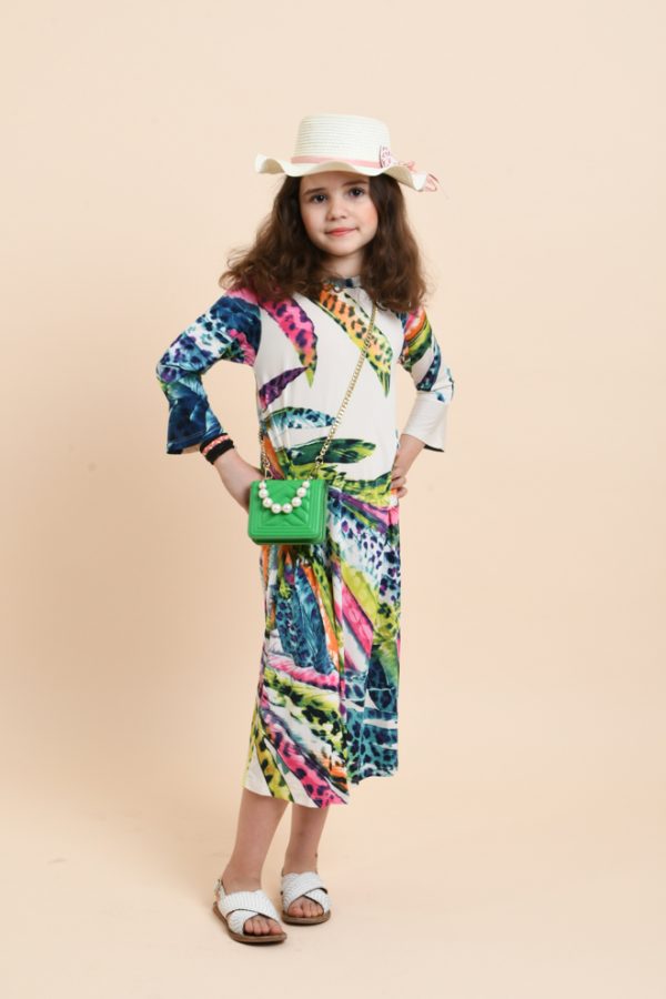 Lia Beige/feuilles multicolores