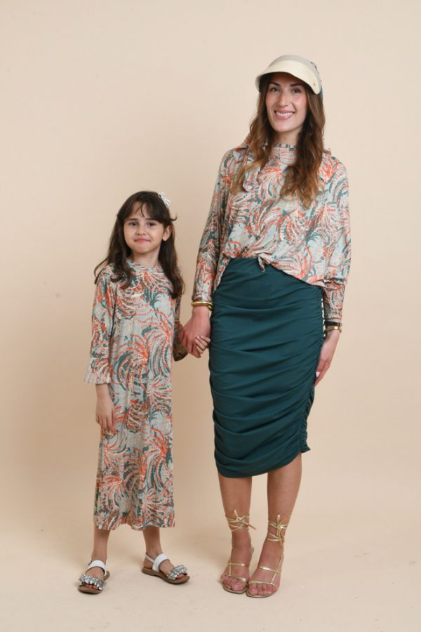 Shirel Bicolore Vert bouteille/orange