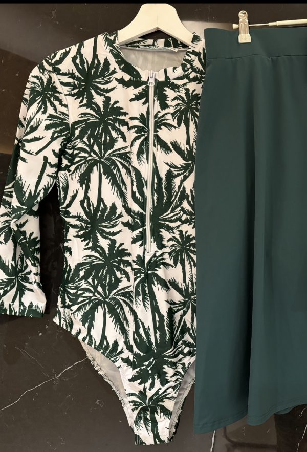 Body blanc Palmiers vert bouteille