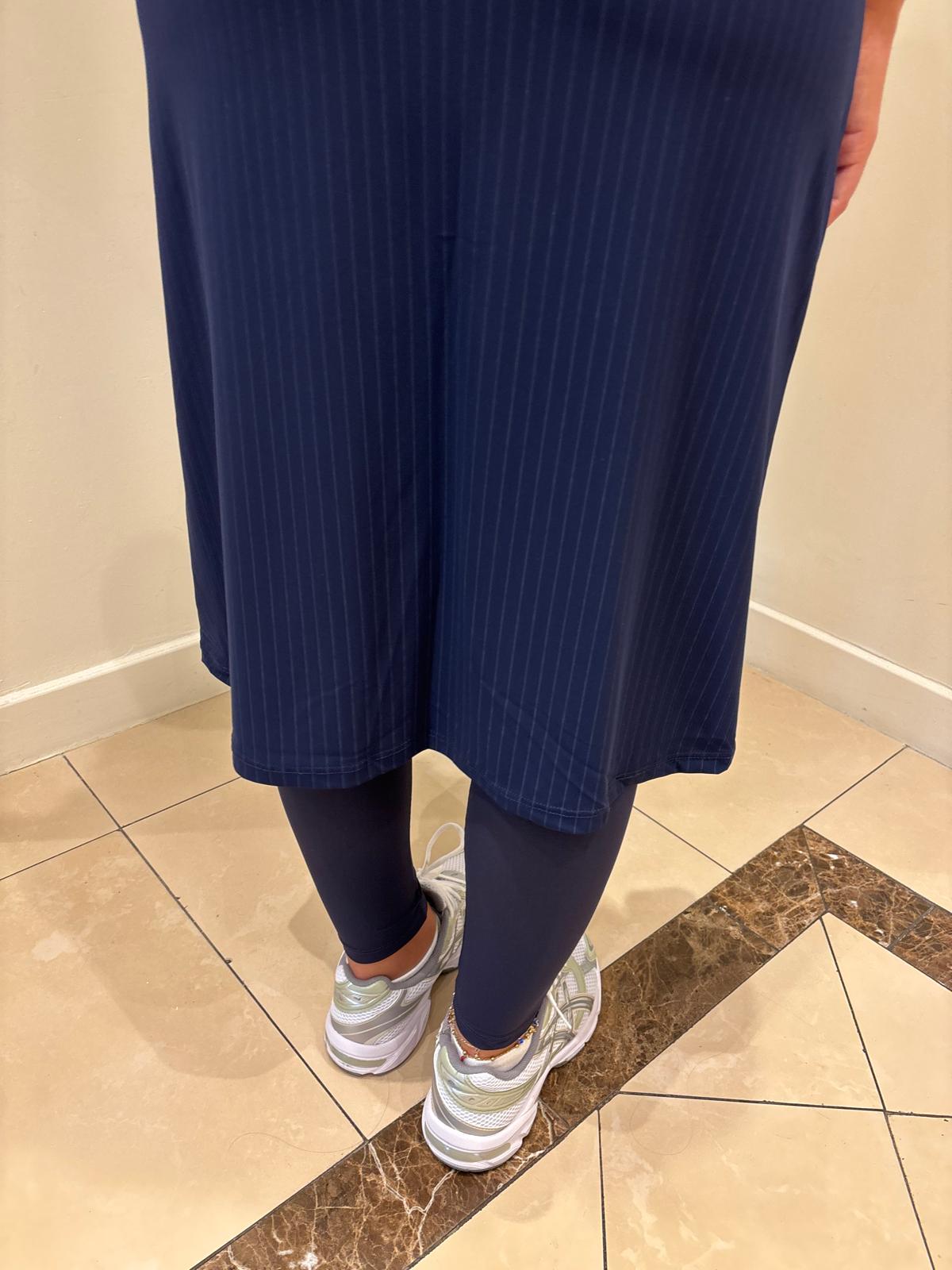 Jupe-Legging Shany bicolore marine rayé/uni – Image 4