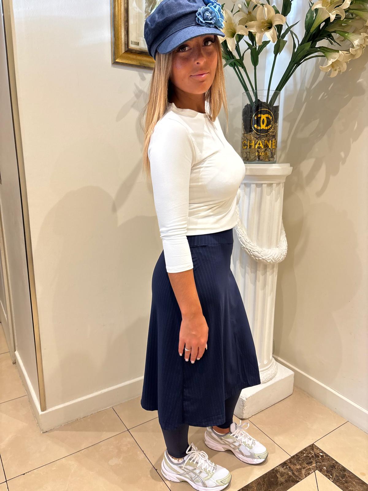 Jupe-Legging Shany bicolore marine rayé/uni – Image 5