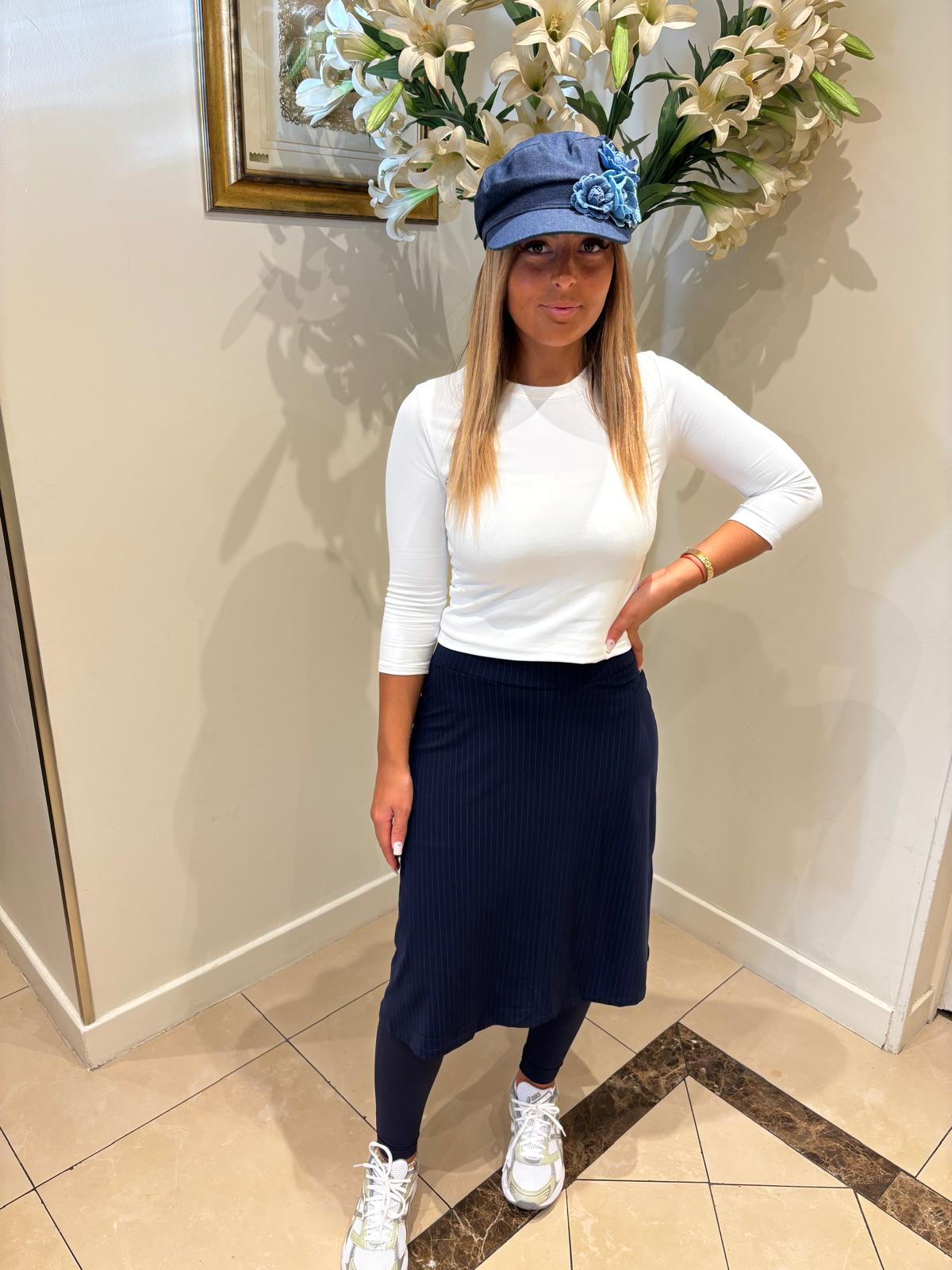 Jupe-Legging Shany bicolore marine rayé/uni