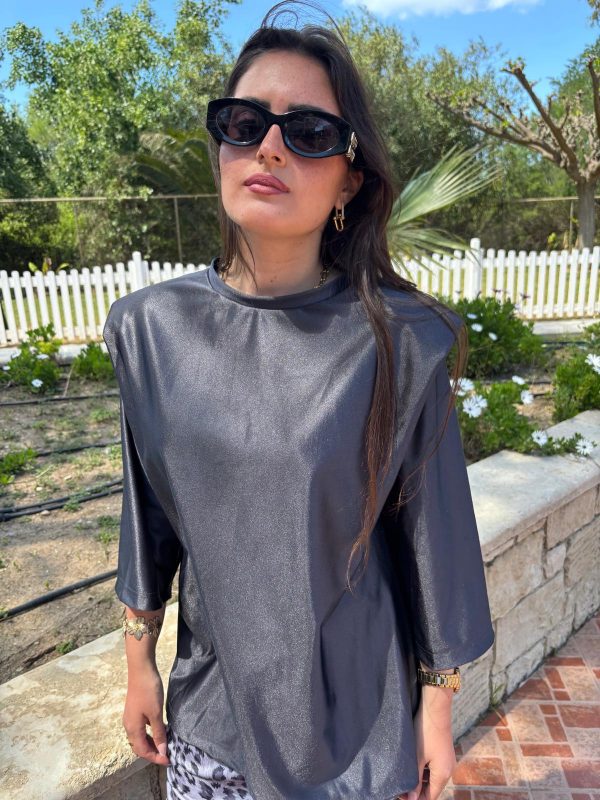 Tee Shirt à épaulettes Gris anthracite