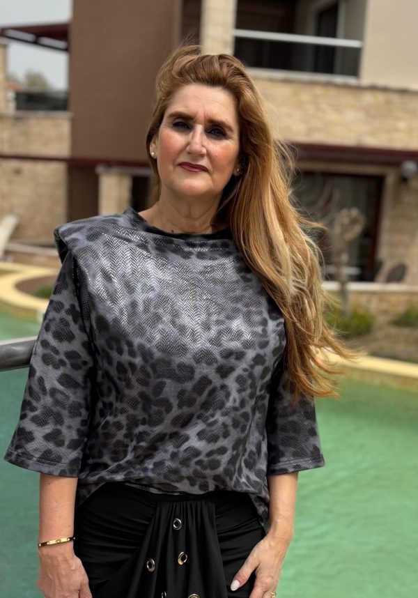 Tee Shirt à épaulettes Gris croco