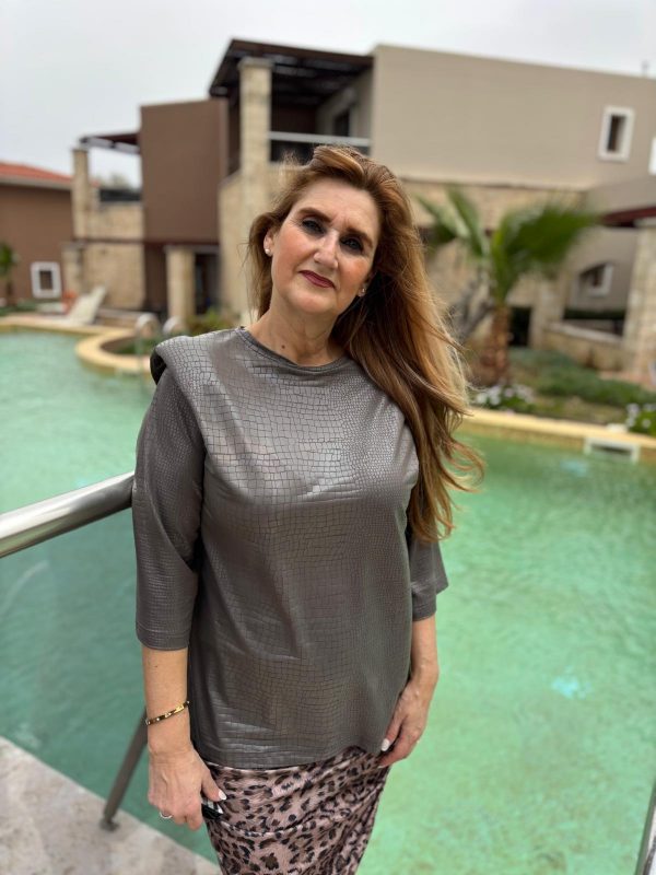 Tee Shirt à épaulettes taupe